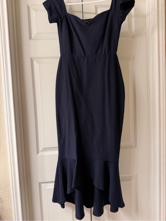 Lulus Dresses & Skirts - Lulu's Navy Off-Shoulder High-Low Mermaid Dress